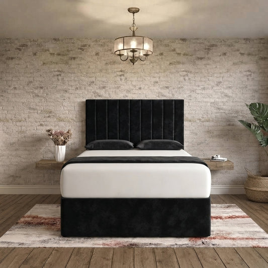Nexus Divan Bed - Black Plush Velvet