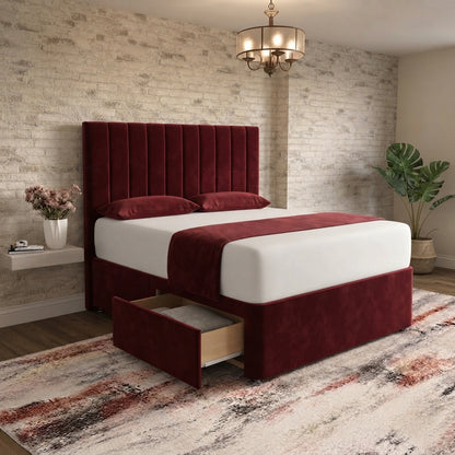 Nexus Divan Bed - Burgundy Plush Velvet