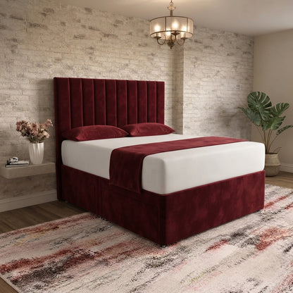Nexus Divan Bed - Burgundy Plush Velvet