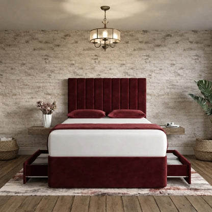 Nexus Divan Bed - Burgundy Plush Velvet
