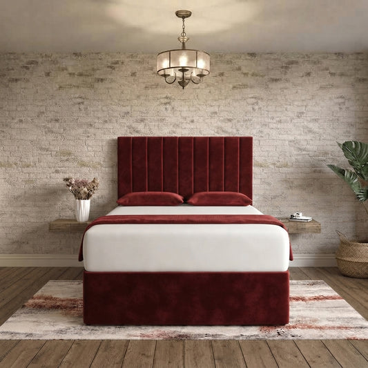 Nexus Divan Bed - Burgundy Plush Velvet