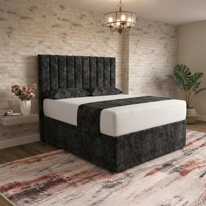 Nexus Divan Bed - Charcoal Plush Velvet