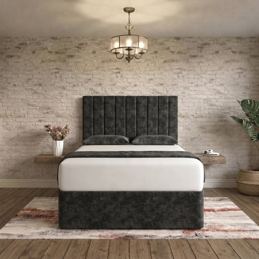 Nexus Divan Bed - Charcoal Plush Velvet