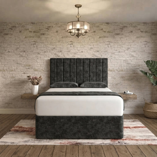 Nexus Divan Bed - Charcoal Plush Velvet