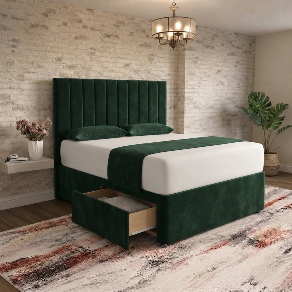 Nexus Divan Bed - Green Plush Velvet