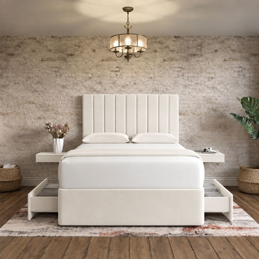 Nexus Divan Bed - Ivory Plush Velvet