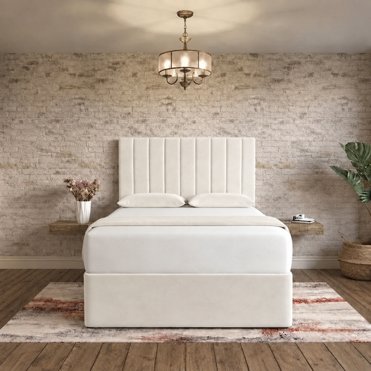 Nexus Divan Bed - Ivory Plush Velvet