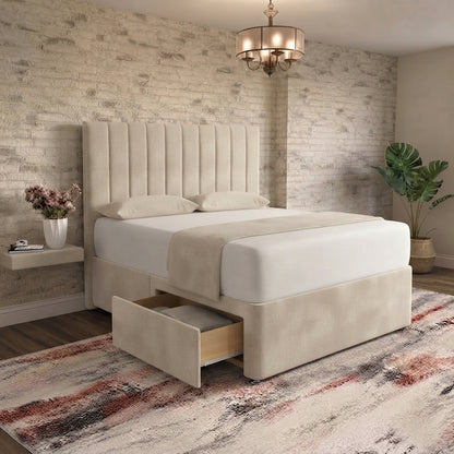 Nexus Divan Bed - Light Grey Plush Velvet