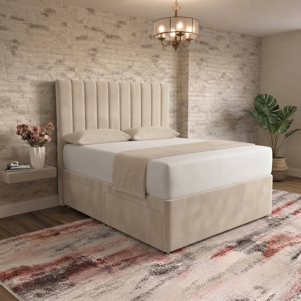 Nexus Divan Bed - Light Grey Plush Velvet