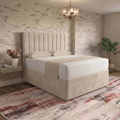 Nexus Divan Bed - Light Grey Plush Velvet