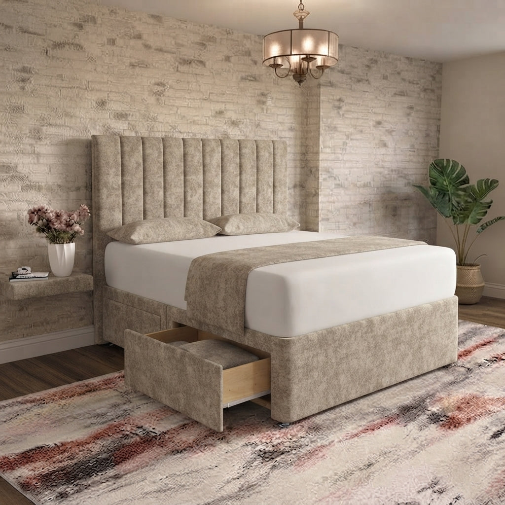 Nexus Divan Bed - Putty Plush Velvet