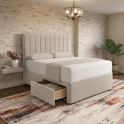 Nexus Divan Bed - Silver Plush Velvet