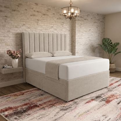 Nexus Divan Bed - Silver Plush Velvet