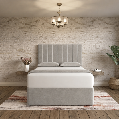 Nexus Divan Bed - Silver Plush Velvet
