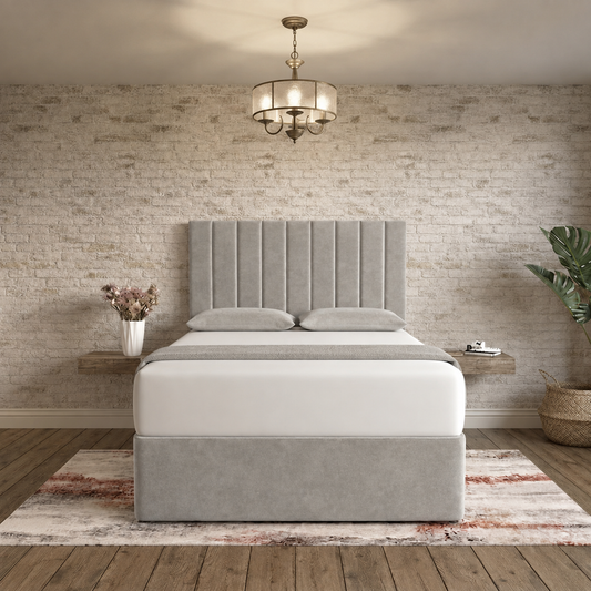Nexus Divan Bed - Silver Plush Velvet