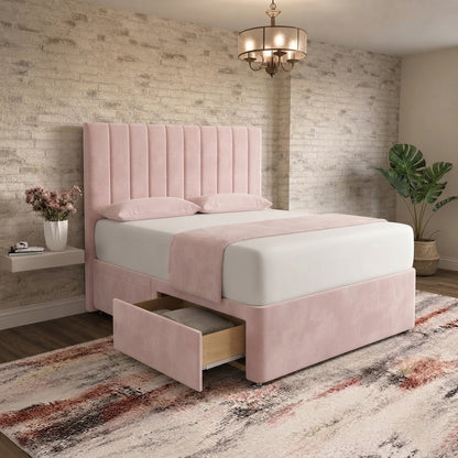 Nexus Divan Bed - Soft Pink Plush Velvet