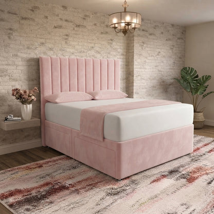Nexus Divan Bed - Soft Pink Plush Velvet