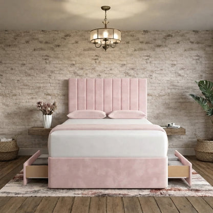 Nexus Divan Bed - Soft Pink Plush Velvet