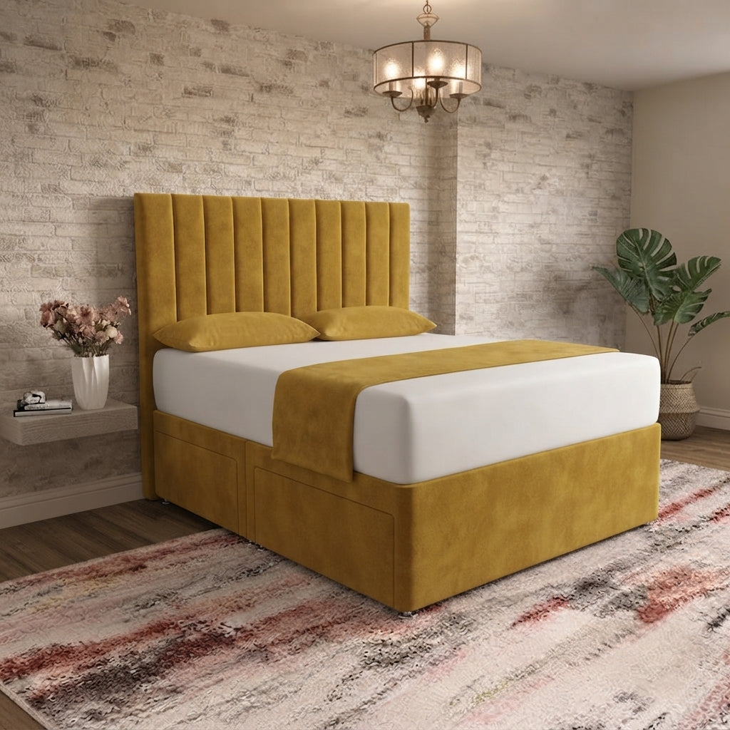 Nexus Divan Bed - Tumeric Plush Velvet