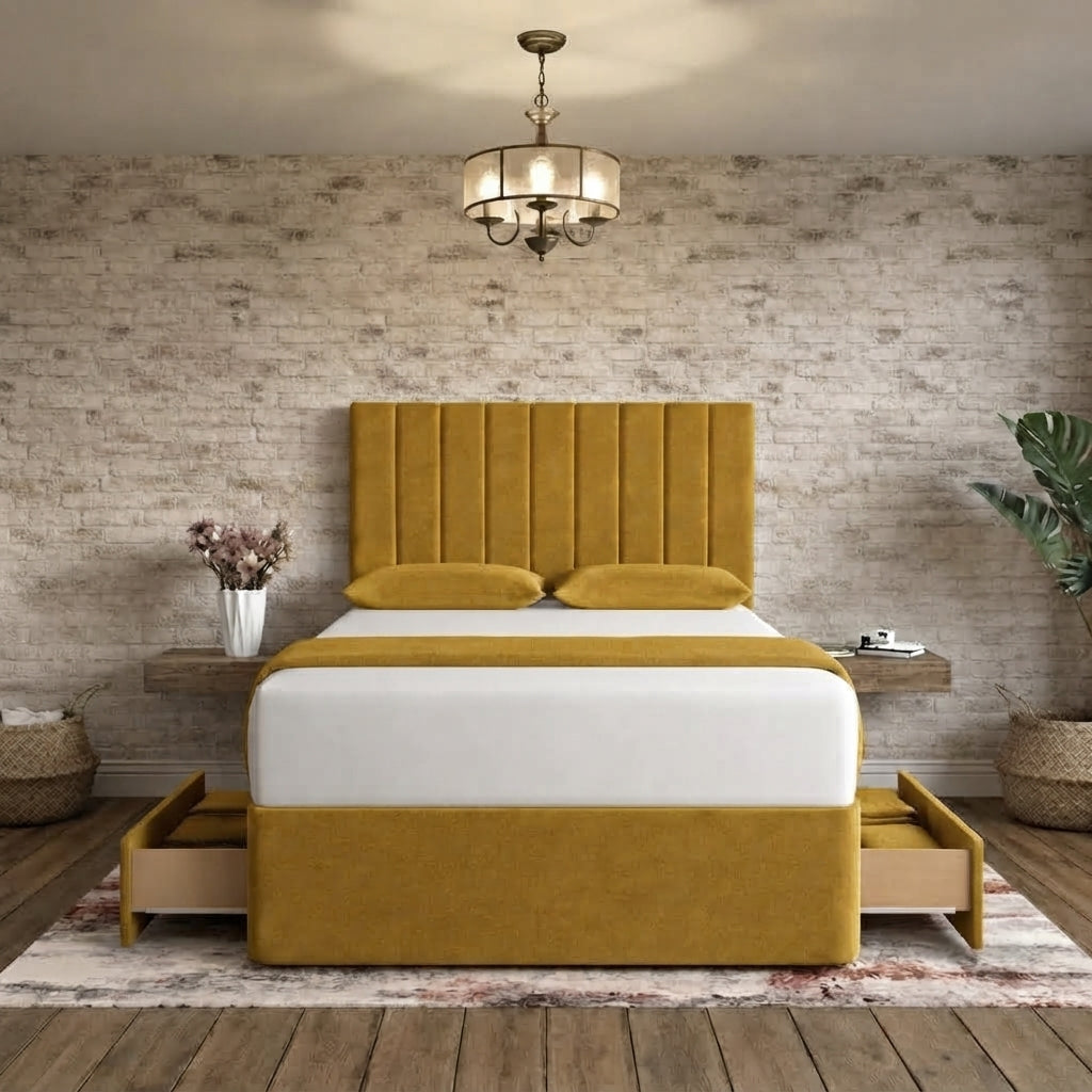 Nexus Divan Bed - Tumeric Plush Velvet