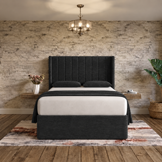 Nexus Wingback Bed - Black Chenille