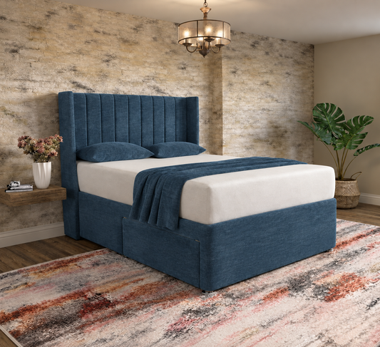 Nexus Wingback Bed - Blue Chenille
