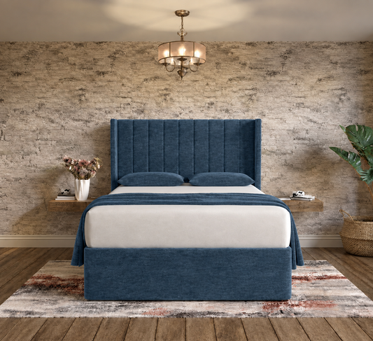 Nexus Wingback Bed - Blue Chenille