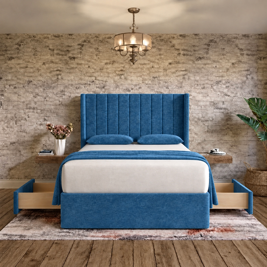 Nexus Wingback Bed - Blue Naples