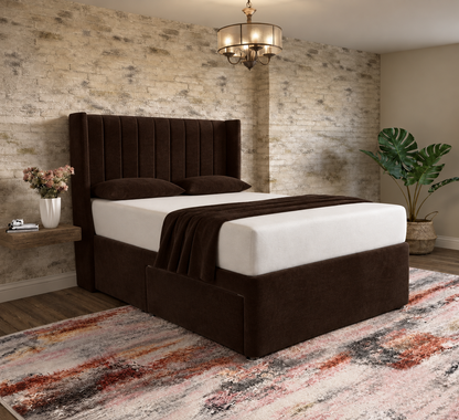 Nexus Wingback Bed - Brown Naples