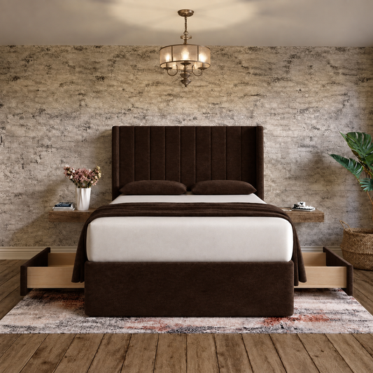 Nexus Wingback Bed - Brown Naples