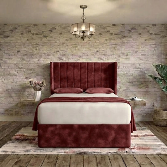 Nexus Wingback Bed - Burgundy Plush Velvet
