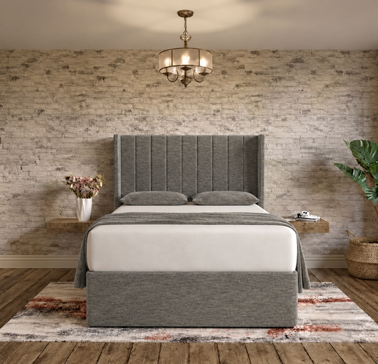 Nexus Wingback Bed - Charcoal Chenille