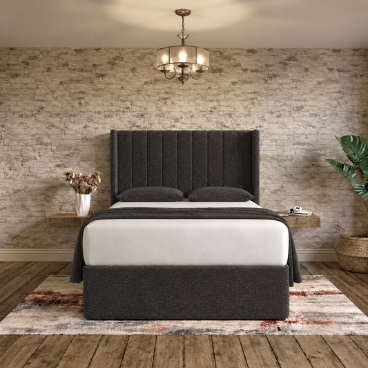 Nexus Wingback Bed - Charcoal Linen