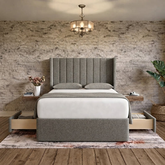 Nexus Wingback Bed - Clay Wool