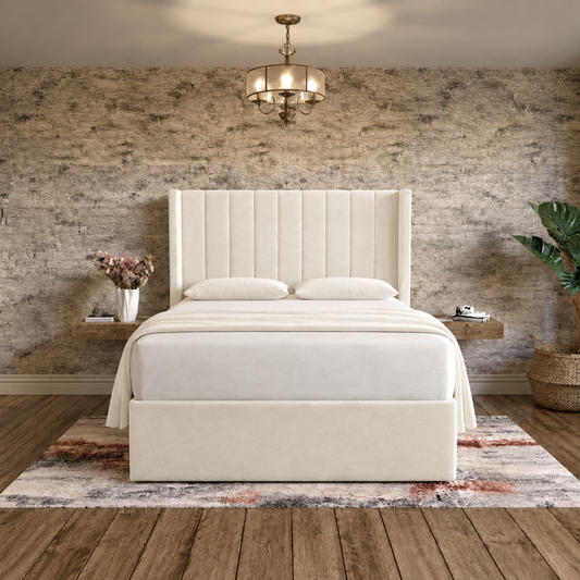 Nexus Wingback Bed - Cream Naples