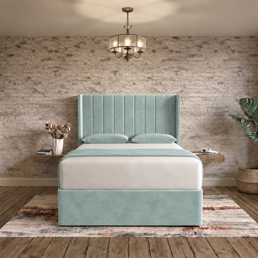 Nexus Wingback Bed - Duck Egg Plush Velvet