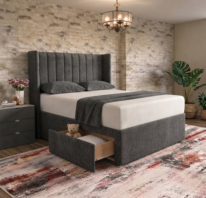 Nexus Wingback Bed - Graphite Linen