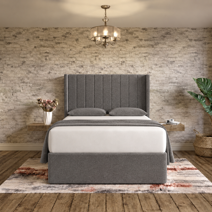 Nexus Wingback Bed - Graphite Linen