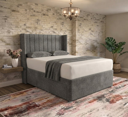 Nexus Wingback Bed - Graphite Linen