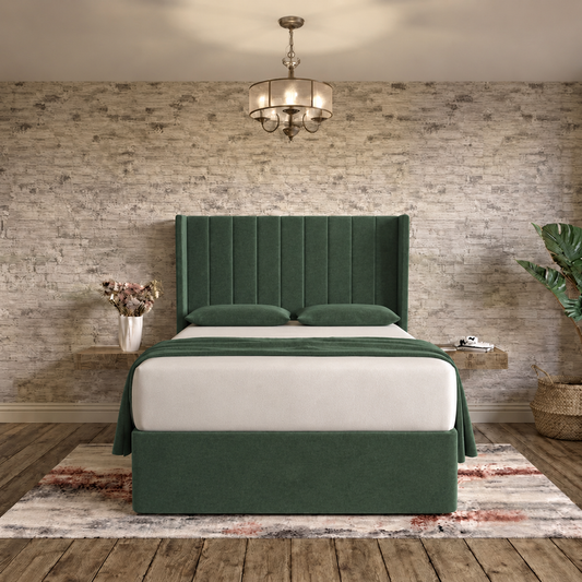 Nexus Wingback Bed - Green Plush Velvet