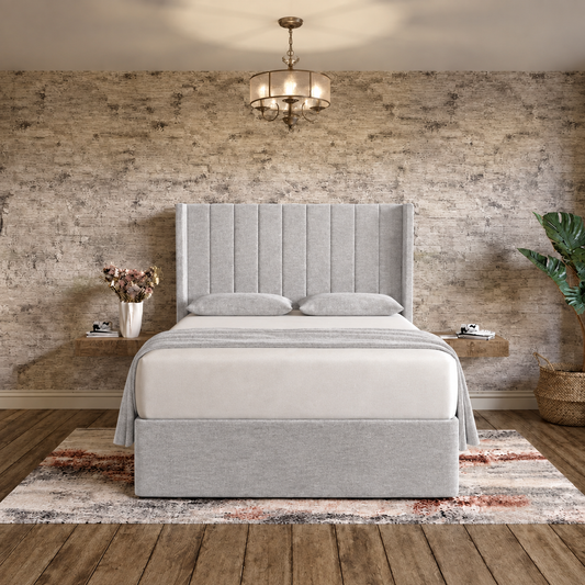 Nexus Wingback Bed - Grey Chenille