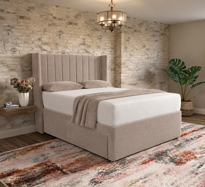 Nexus Wingback Bed - Latte Wool