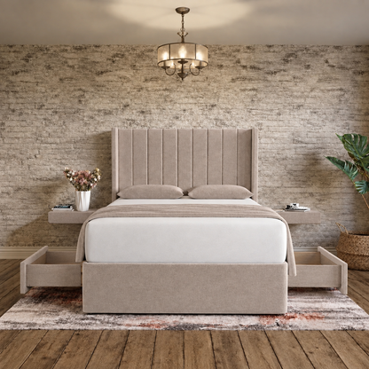 Nexus Wingback Bed - Latte Wool