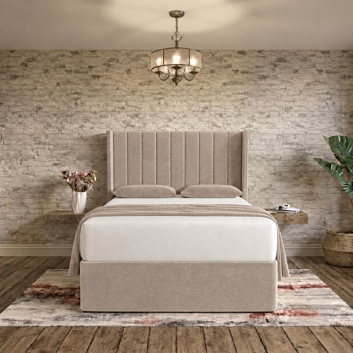Nexus Wingback Bed - Latte Wool
