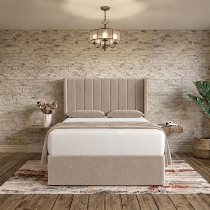 Nexus Wingback Bed - Latte Wool