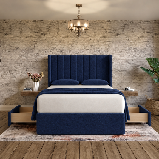 Nexus Wingback Bed - Midnight Linen