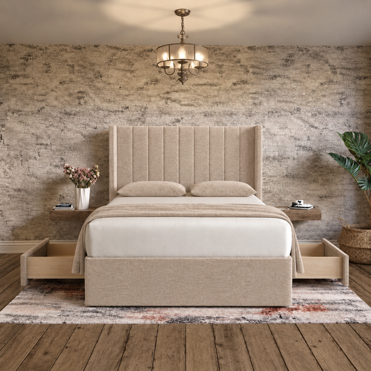 Nexus Wingback Bed - Mink Chenille