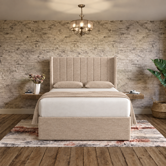 Nexus Wingback Bed - Mink Chenille