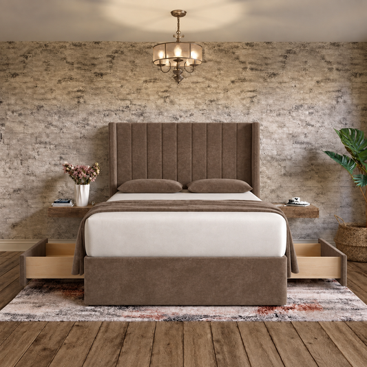 Nexus Wingback Bed - Mink Naples
