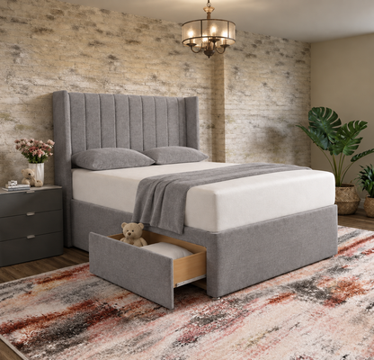 Nexus Wingback Bed - Pewter Wool